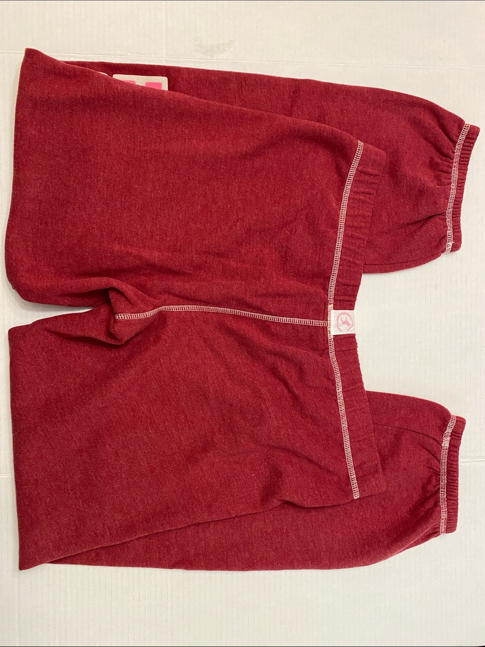 2008 Pink vintage sweatpants brick red & pink felt logo heart peace sign EUC - Picture 6 of 6
